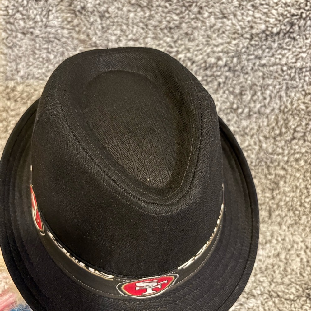 49ers Black  Fedora Hat with Red Logo - Picture 6 of 9